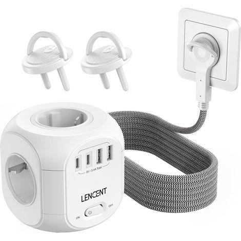 Rallonge Multiprise 4 Sortie AC avec 2 USB A et 2 Type C 2500W (1/5)