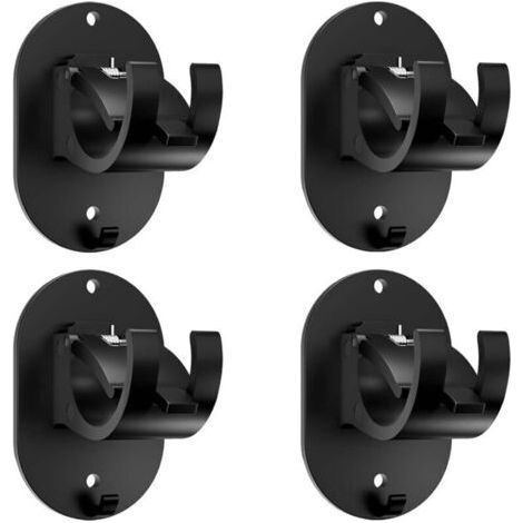 Soportes para barras de cortina sin taladrar, ganchos para cortinas sin taladrar, ganchos para ventanas con clip, soportes adhesivos para barras de cortina (negros) (1/4)