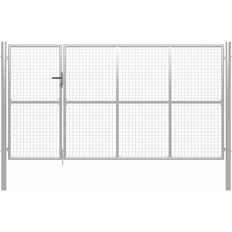 Portail de jardin en acier argenté 350 x 150 cm
