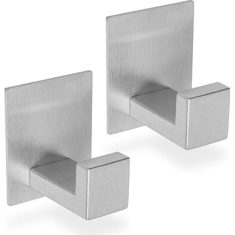 2x Handtuchhaken ohne Bohren selbstklebend gebürstet Handtuchhalter Edelstahl (1/4)