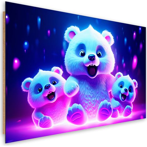 Deco panel picture, Neon bears - 100x70 (1/5)