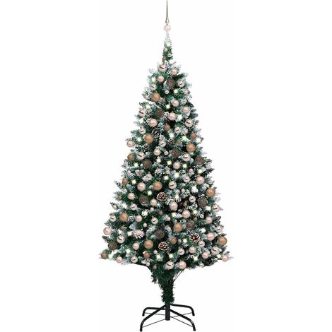 vidaXL Künstlicher Weihnachtsbaum mit LEDs Kugeln Zapfen 240 cm (1/5)