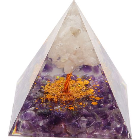 Pyramide en résine époxy, gravier décoratif, bonne durabilité, travail exquis, pierre de puissance pour salon, chambre, bureau (1/5)