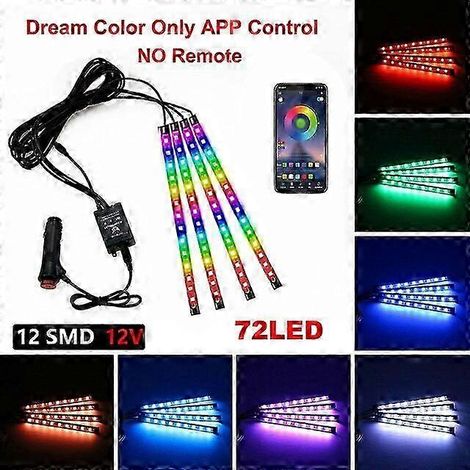 Kit d'éclairage d'ambiance LED néon pour voiture, éclairage de plancher, accessoires, rétroéclairage, télécommande, application, contrôle musical, lampes décoratives RGB automatiques, éclairage pour v (1/5)