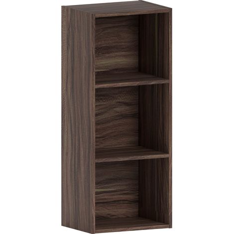 Oxford 3 Tier Cube Bookcase Shelving Storage Unit, Walnut
