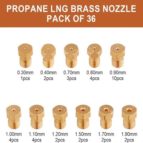 Outil de conversion d'ouverture de four de cuisinière en 36 pièces, accessoires de buse de brûleur à propane en laiton, kit de conversion au propane pour cuisinière à gaz M6x0,75 (1/3)