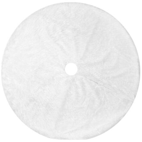 Sollbry Jupe d'arbre de Noël en peluche - Couverture de base de tapis d'arbre de Noël ronde blanche-neige pour les décorations de maison de vacances, 122 cm (1/4)