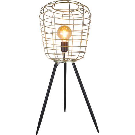 Lampe déco sur pied métal noir et doré style design moderne contemporain Compatible LED (1/3)