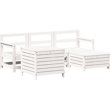 Maison Exclusive - Set Salotto da Giardino 5 pz Bianco in Legno Massello di Pino