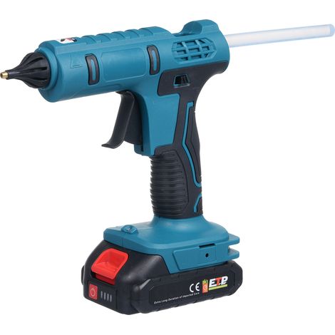 Pistolet à colle thermofusible sans fil, livré avec 20 bâtons de colle thermofusible et une lampe LED, équipé de 2 batteries 18 V 1 300 mAh (1/5)