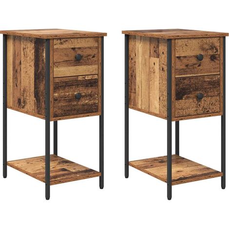 Maison Exclusive - Cabinet de chevet avec tiroir 2 pcs Bois ancien 32 x 42 x 70 cm