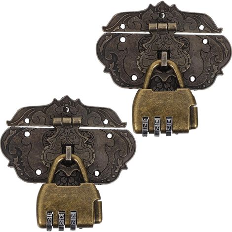 Juego de 2 cierres vintage de aleación para joyeros, broches de metal compactos y resistentes, cerraduras de combinación decorativas. (1/5)