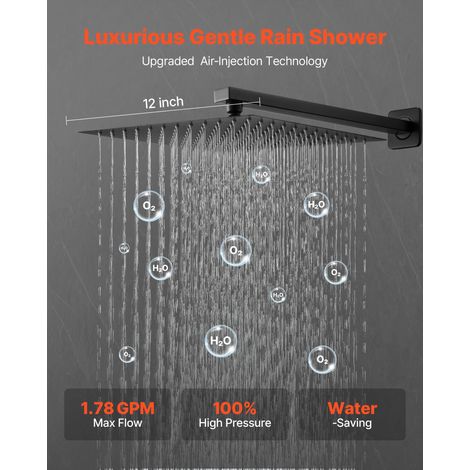 Ensemble de Robinetterie de Douche Encastrable, Système de Douche de Pluie avec Pommeau de Tête Carré de 30,5 cm, Douchette à Main… (1/5)