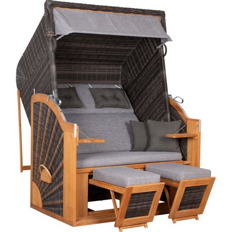 deVries Strandkorb PURE® CLASSIC XL SUN PE Des.466 stone grey 130 x 80 x 160 cm