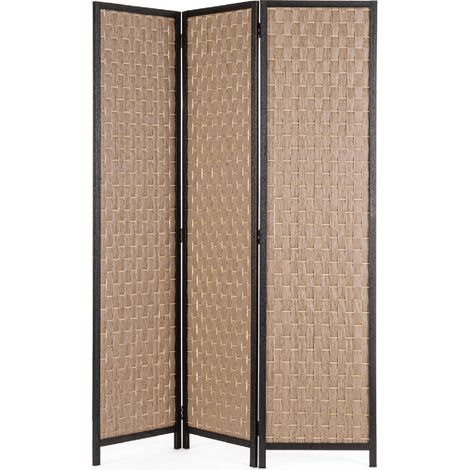 Paravento dheva naturale e verde in bamboo, carta, legno di pioppo, 135 x 180 cm -Naturale