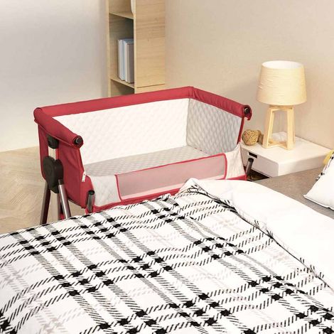Lit pour bébé avec matelas-Berceau de bébé Rouge Tissu de lin 275020 (1/5)