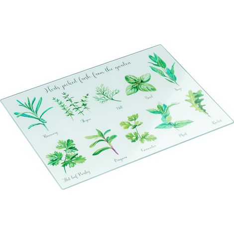 Planche à Découper Verre Trempé 30 x 40 cm, Motif Herbes (1/5)