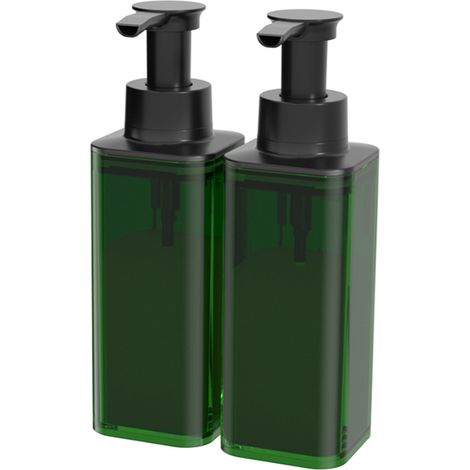 Distributeur de savon de douche mural 2 x 380 ml, flacon pompe pour shampoing et gel douche, vert foncé, pour salle de bain (1/5)