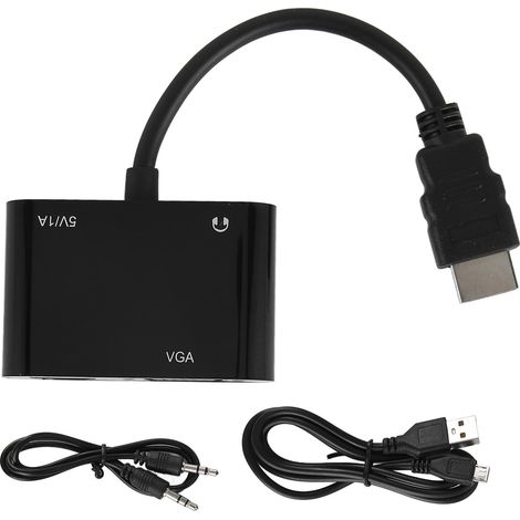Adaptateur HDMI vers VGA 1080p pour PC Portable, Ordinateur de Bureau et Moniteur (1/5)