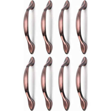 Poignées de meuble vintage arc en bronze rouge – Lot de 8, entraxe 96 mm, pour armoires et tiroirs (1/5)