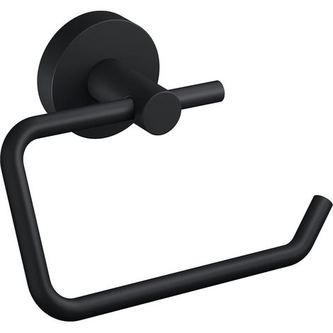 Porte Rouleau Papier Toilette, Noir Mat - Dérouleur Sans Couvercle pour Salles de Bains Modernes et de Style Industriel - Sans Perçage - 99 mm x 140 mm x 53 mm (1/5)