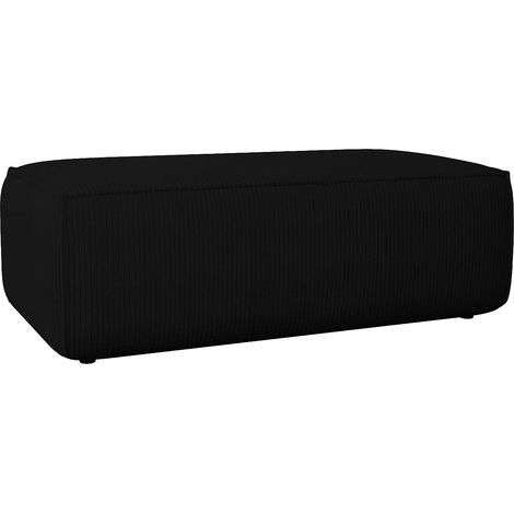 Vente-Unique – Pouf en velours côtelé noir – 1 place – Garnissage mousse polyuréthane haute résilience – Charge max 120 kg – Dimensions 102x69x42 cm