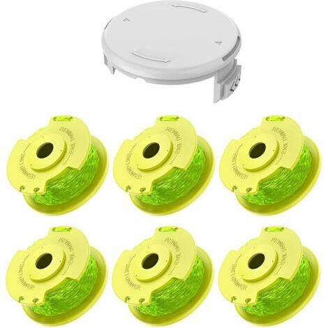 Pair 7 Pack Bobine Fil Coupe Bordure remplacements pour Ryobi One + AC14RL3A 18v 24v 40v Coupe Bordures, Bobine Ø 2mm, Longueur 3,3m (6 Fil Coupe Bordure,1 Couvercle) (1/5)