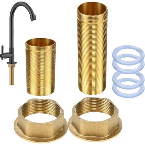 Kit de réparation de robinet 2 pièces, kit de raccords de fixation de filetage en laiton, tube d'extension de robinet M32 10 cm et M32 15 cm, kit d'extension de filetage pour la réparation de robine (1/5)