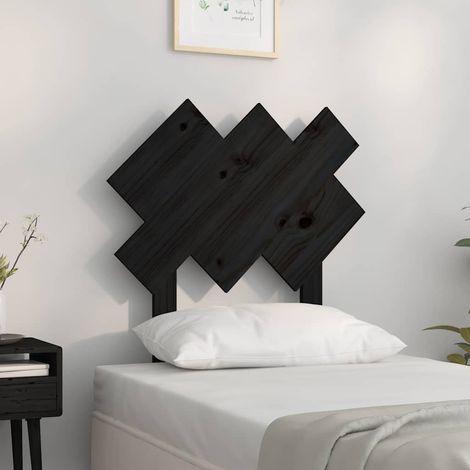 vidaXL Tête de lit Noir 72,5x3x81 cm Bois massif de pin (1/5)