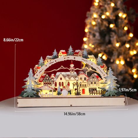 Weihnachtsdorf aus Holz mit LED-Beleuchtung, bezaubernde Schaufensterdekoration, leuchtender Weihnachtsschmuck (1 Stück, Beutel) YG-1921 (1/5)
