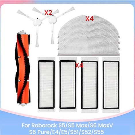 Pièces de rechange pour Roborock S5/S5 Max/S6 MaxV/S6 Pure/E4/E5/S51/S52/S55 : filtre à brosse et filtre à serpillière (1/5)