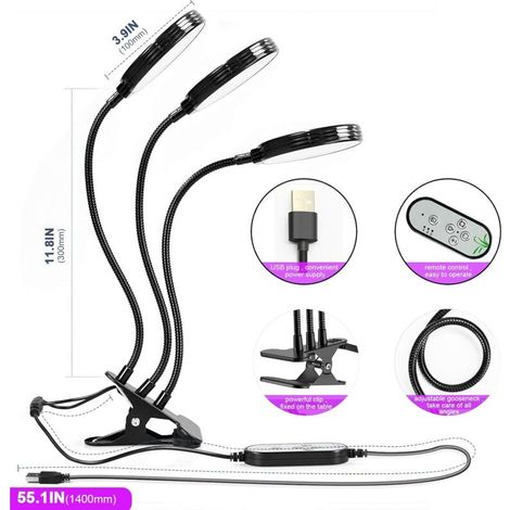Lampe de croissance pour plantes, lampe de jardinage à spectre complet 360°, très adaptée