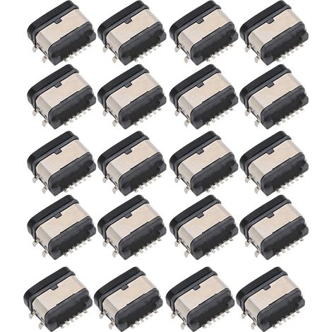 20 pièces Connecteur Femelle USB-C Noir 6 Pins IPX7 Étanche Montage Encastré avec Joints (1/5)