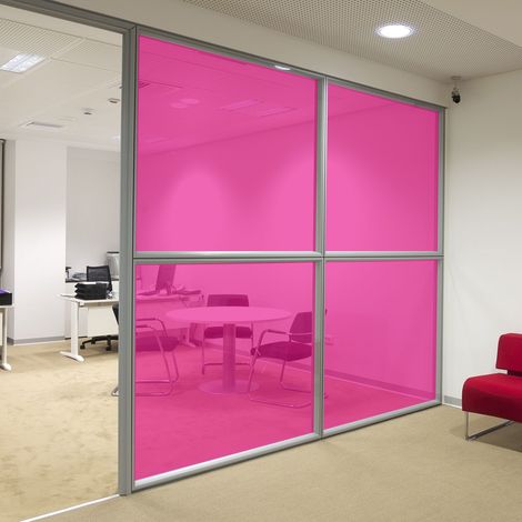 Pellicola trasparente colorata adesiva per vetrate in 8 colori - Misura: 152cm x 30cm - Colore: Rosa (1/5)