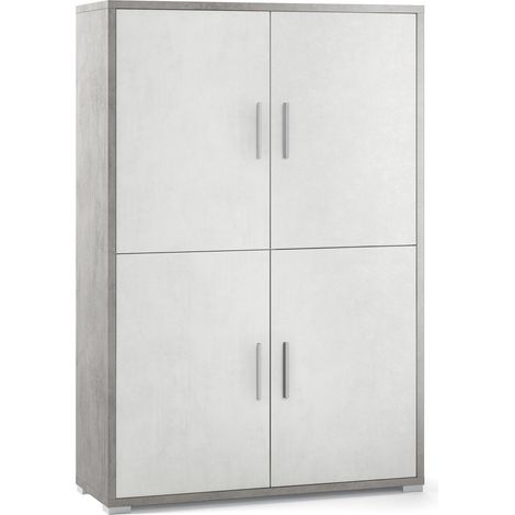 Mobile con 4 Ante 108x161x41 cm Cemento/Ossido Bianco (1/4)