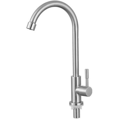 Robinet Cuisine, Mitigeur Cuisine en Acier Inoxydable, Rotatif à 360° Robinet Evier, Vertical, pour Éviers de Cuisine, Jardin (Simple Froid) (1/5)