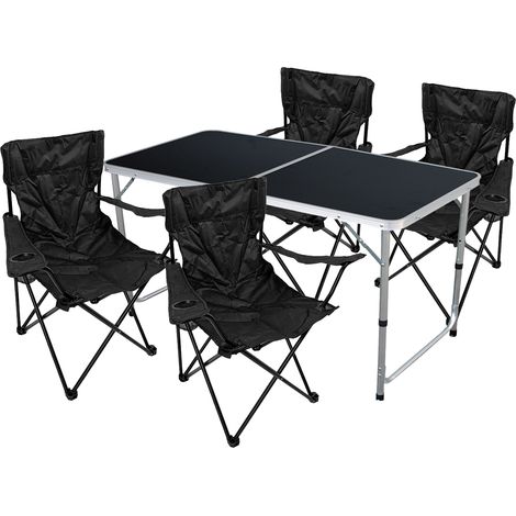 5-teiliges Campingmöbel Set Schwarz -MMC330872B+4xMPO2430 (1/5)