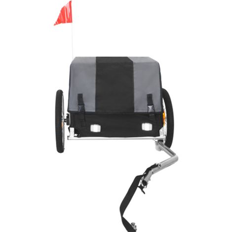 Remorque de vélo pliable avec housse imperméable amovible, 40 kg capacité, roues 16 pouces, cadre résistant pour camping et courses - Gris/Noir (1/5)