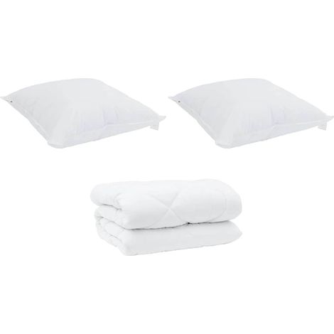 Duvet d'hiver avec oreiller 3 pcs,Couette Blanc Microfibre CFW78902 (1/5)