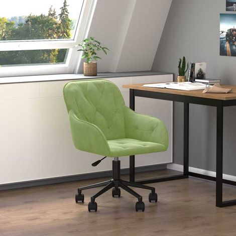 Beyamis Fauteuil de bureau pivotant en velours vert clair. (1/5)