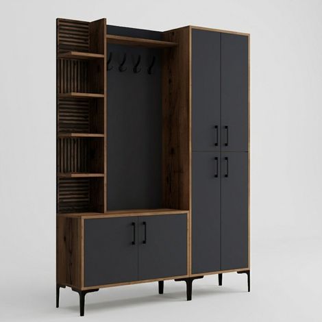 Garderobenschrank mit Schuhschrank 150x200cm Viyana L - Grau (1/3)