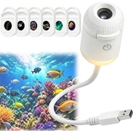 Projecteur veilleuse galaxie avec 3/6/12/24 films interchangeables, lampe étoilée et aurores boréales à mise au point manuelle (USB Plug & Play) et 6 films inclus. (1/5)