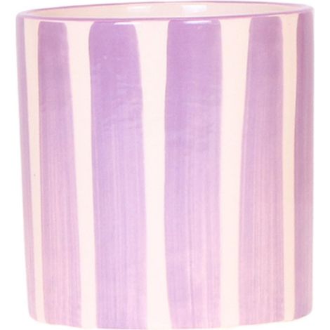 Cache-pot en Céramique à Rayures Peintes Lilas Ø 9 cm Décoration Intérieure Élégante - PANGIVO (1/5)
