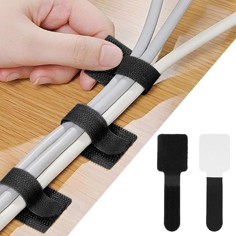 Attache Cable Adhesif, Sangles Auto-Adhésives, Straps Bande kit Gestion des Câbles Organisateur, Réutilisable Management Câble pour Bureau/Maison,Largeur Intérieure Réglable (1/5)