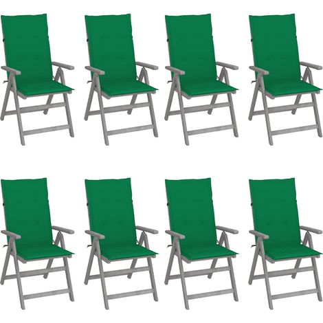 vidaXL Sillas reclinables jardín y cojines 8 uds madera maciza acacia (1/5)