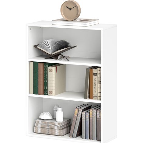 Étagère, blanc 60 x 24 x 80 cm avec 2 systèmes réglables et anti-basculement pour bureau salon ou chambre (1/5)