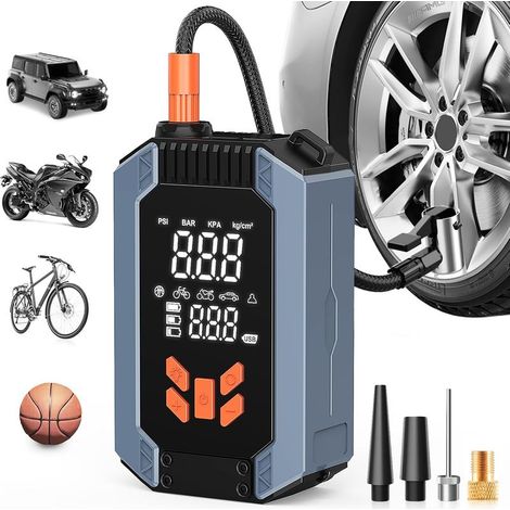 Compresseur à air portatif, 4 Modes 150 PSI Gonfleur pneus Voiture Rechargeable avec écran LCD numérique et Port C USB pour, Mini compresseur Portable, adapté pour Voiture, Moto, vélo, Ballons,etc (1/5)