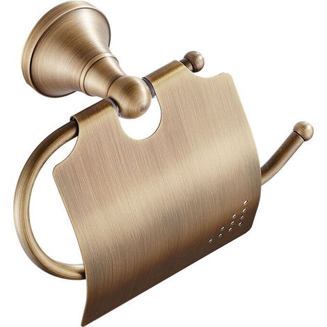 Promotion Porte-papier toilette-Retro Support de Papier Toilette avec Couvercle en Laiton Porte-Rouleau Murale-- (1/3)