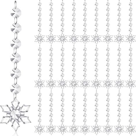 Set mit 50 hängenden Kristallen – Transparente Acrylprismen-Aufhänger für Weihnachtsbaum, Tischdekoration, Kronleuchter, Fenster und Inneneinrichtung ideal für Hochzeiten und Partydekoration (Schneefl (1/5)