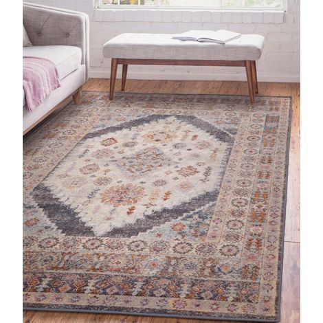 Flores Fiza FR06 Traditional Classic Bordered Persian Floral Vintage Rug in Multi Large 160x230 cm (5'3"x7'7") (1/4)